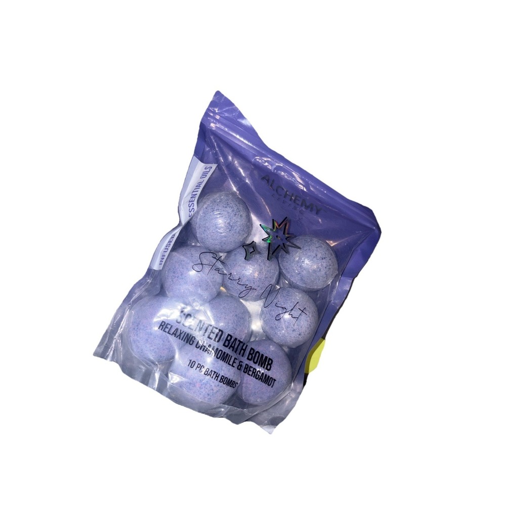 Alchemy Living Starry Night Bath Bombs 10 Pc Chamomile Bergamot Essential Oils